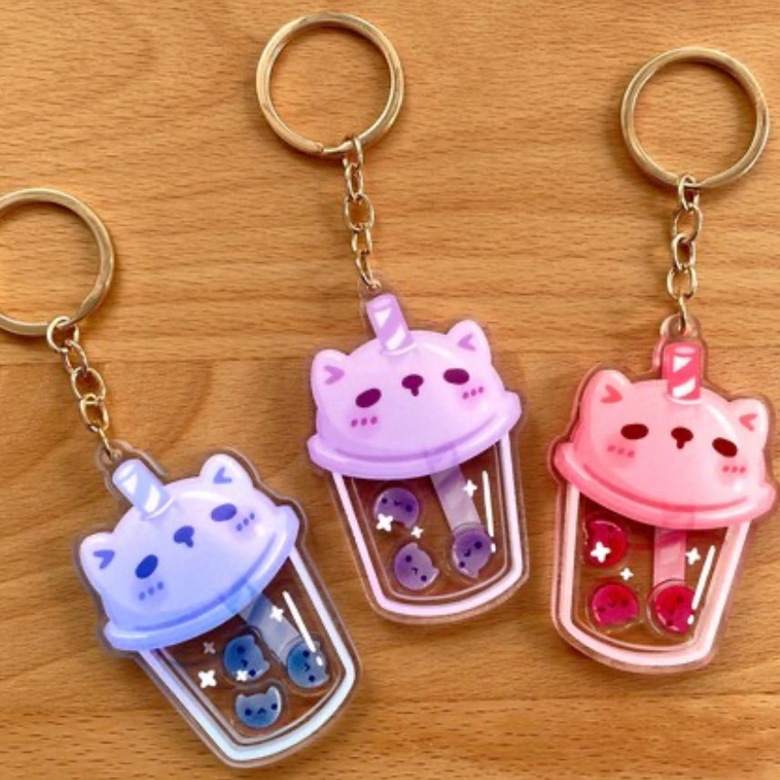 Cat Boba Shaker Acrylic Keychain