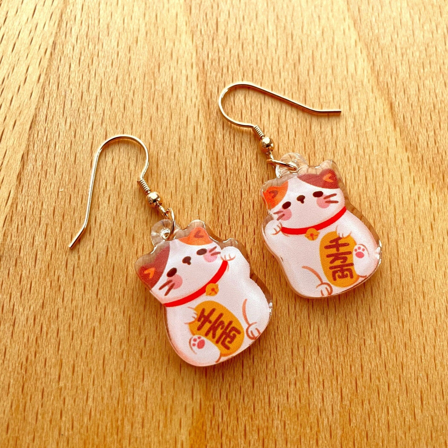 Lucky Cat Acrylic Earrings